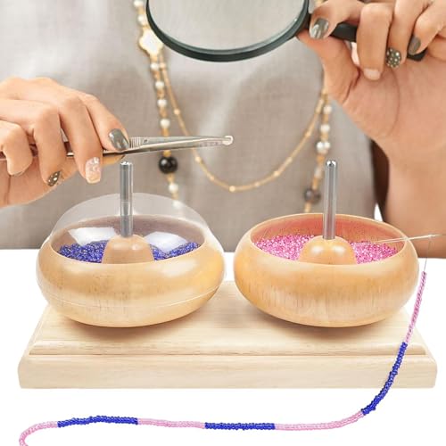 Schale zur Schmuckherstellung – Perlenzubehör | Holzhalskette handgefertigtes Set, schnelles Auffädelwerkzeug, hohe Präzision für Frauen für Schmuck Schale zur Schmuckherstellung – Perlenzubehör | Holzhalskette handgefertigtes Set, schnelles Auffädelwerkzeug, hohe Präzision für Frauen für Schmuck von Maciun