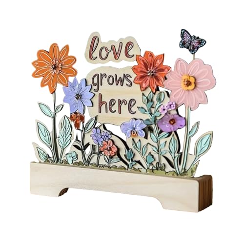 Tischdekoration zum Muttertag, florales Holzornament für Tisch, Tischdekoration, Tischdekoration für Mütter, Muttertags-Schreibtisch-Ornament von Maciun