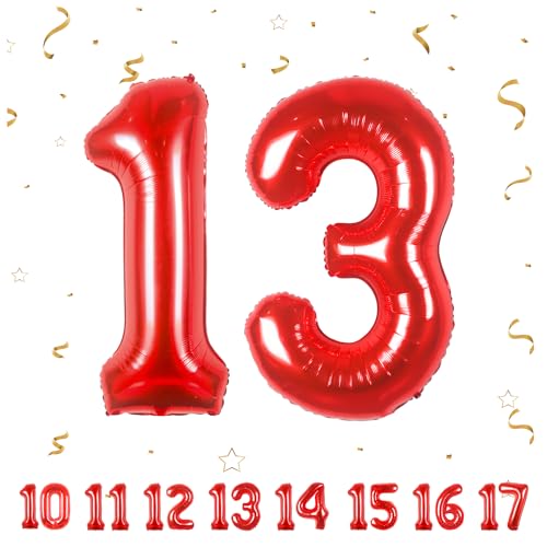 13 Geburtstag Deko zahlen luftballon 13 jahre | Folienballon Rot - für 13. Geburtstagsdeko Männer Frauen Ballon Zahl Deko zum Geburtstag fliegt mit Helium 13.Geburtstagsparty 40"-101cm 13 Geburtstag Deko zahlen luftballon 13 jahre | Folienballon Rot - für 13. Geburtstagsdeko Männer Frauen Ballon Zahl Deko zum Geburtstag fliegt mit Helium 13.Geburtstagsparty 40"-101cm von Maclunar
