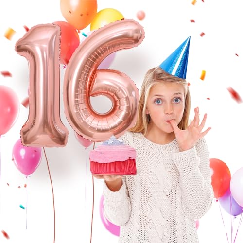16 Geburtstag Deko zahlen luftballon 16 jahre | Folienballon Roségold - für 16. Geburtstagsdeko Männer Frauen Ballon Zahl Deko zum Geburtstag fliegt mit Helium 16.Geburtstagsparty 40"-101cm 16 Geburtstag Deko zahlen luftballon 16 jahre | Folienballon Roségold - für 16. Geburtstagsdeko Männer Frauen Ballon Zahl Deko zum Geburtstag fliegt mit Helium 16.Geburtstagsparty 40"-101cm von Maclunar