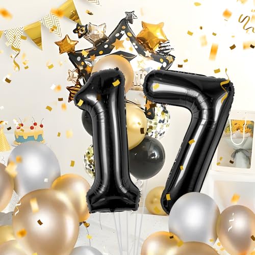 17 Geburtstag Deko zahlen luftballon 17 jahre | Folienballon Schwarz - für 17. Geburtstagsdeko Männer Frauen Ballon Zahl Deko zum Geburtstag fliegt mit Helium 17.Geburtstagsparty 40"-101cm 17 Geburtstag Deko zahlen luftballon 17 jahre | Folienballon Schwarz - für 17. Geburtstagsdeko Männer Frauen Ballon Zahl Deko zum Geburtstag fliegt mit Helium 17.Geburtstagsparty 40"-101cm von Maclunar