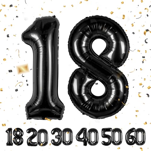 18 Geburtstag Deko zahlen luftballon 18 jahre | Folienballon Schwarz - für 18. Geburtstagsdeko Männer Frauen Ballon Zahl Deko zum Geburtstag fliegt mit Helium 18.Geburtstagsparty 40"-101cm 18 Geburtstag Deko zahlen luftballon 18 jahre | Folienballon Schwarz - für 18. Geburtstagsdeko Männer Frauen Ballon Zahl Deko zum Geburtstag fliegt mit Helium 18.Geburtstagsparty 40"-101cm von Maclunar