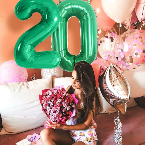 20 Geburtstag Deko zahlen luftballon 20 jahre | Folienballon Grün- für 20. Geburtstagsdeko Männer Frauen Ballon Zahl Deko zum Geburtstag fliegt mit Helium 20.Geburtstagsparty 40"-101cm von Maclunar