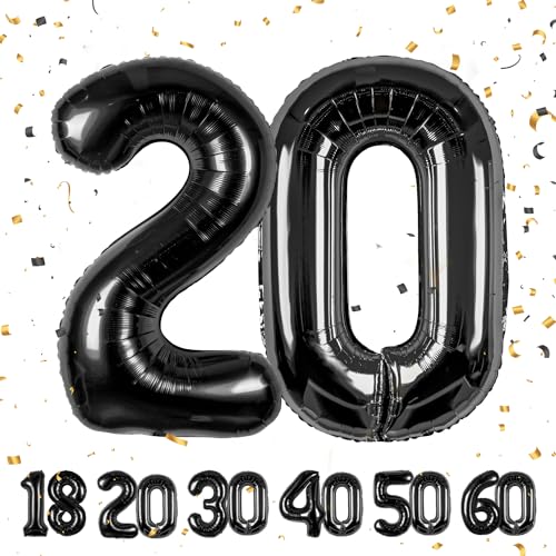 20 Geburtstag Deko zahlen luftballon 20 jahre | Folienballon Schwarz- für 20. Geburtstagsdeko Männer Frauen Ballon Zahl Deko zum Geburtstag fliegt mit Helium 20.Geburtstagsparty 40"-101cm Black, 20 20 Geburtstag Deko zahlen luftballon 20 jahre | Folienballon Schwarz- für 20. Geburtstagsdeko Männer Frauen Ballon Zahl Deko zum Geburtstag fliegt mit Helium 20.Geburtstagsparty 40"-101cm Black, 20 von Maclunar