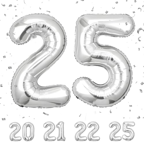25 Geburtstag Deko zahlen luftballon 25 jahre | Folienballon Sliber - für 25. Geburtstagsdeko Männer Frauen Ballon Zahl Deko zum Geburtstag fliegt mit Helium 25.Geburtstagsparty 40"-101cm 25 Geburtstag Deko zahlen luftballon 25 jahre | Folienballon Sliber - für 25. Geburtstagsdeko Männer Frauen Ballon Zahl Deko zum Geburtstag fliegt mit Helium 25.Geburtstagsparty 40"-101cm von Maclunar