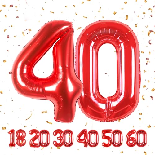 40 Geburtstag Deko zahlen luftballon 40 jahre | Folienballon Rot - für 40. Geburtstagsdeko Männer Frauen Ballon Zahl Deko zum Geburtstag fliegt mit Helium 40.Geburtstagsparty 40"-101cm 40 Geburtstag Deko zahlen luftballon 40 jahre | Folienballon Rot - für 40. Geburtstagsdeko Männer Frauen Ballon Zahl Deko zum Geburtstag fliegt mit Helium 40.Geburtstagsparty 40"-101cm von Maclunar