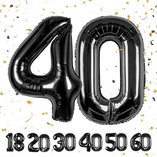 40 Geburtstag Deko zahlen luftballon 40 jahre | Folienballon Schwarz - für 40. Geburtstagsdeko Männer Frauen Ballon Zahl Deko zum Geburtstag fliegt mit Helium 40.Geburtstagsparty 40"-101cm 40 Geburtstag Deko zahlen luftballon 40 jahre | Folienballon Schwarz - für 40. Geburtstagsdeko Männer Frauen Ballon Zahl Deko zum Geburtstag fliegt mit Helium 40.Geburtstagsparty 40"-101cm von Maclunar