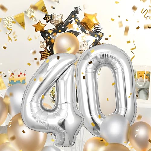 40 Geburtstag Deko zahlen luftballon 40 jahre | Folienballon Sliber - für 40. Geburtstagsdeko Männer Frauen Ballon Zahl Deko zum Geburtstag fliegt mit Helium 40.Geburtstagsparty 40"-101cm 40 Geburtstag Deko zahlen luftballon 40 jahre | Folienballon Sliber - für 40. Geburtstagsdeko Männer Frauen Ballon Zahl Deko zum Geburtstag fliegt mit Helium 40.Geburtstagsparty 40"-101cm von Maclunar