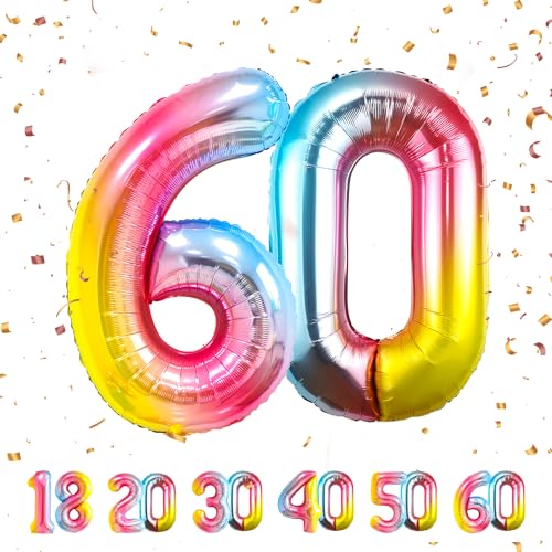 60 Geburtstag Deko zahlen luftballon 60 jahre | Folienballon Regenbogen - für 60. Geburtstagsdeko Männer Frauen Ballon Zahl Deko zum Geburtstag fliegt mit Helium 60.Geburtstagsparty 40"-101cm 60 Geburtstag Deko zahlen luftballon 60 jahre | Folienballon Regenbogen - für 60. Geburtstagsdeko Männer Frauen Ballon Zahl Deko zum Geburtstag fliegt mit Helium 60.Geburtstagsparty 40"-101cm von Maclunar