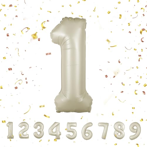 Geburtstag zahlen luftballon 1 jahre | Folienballon Kindergeburtstag Deko 1 XXL Beige-Riesen Folienballon in 40" - 101cm Geburtstagsdeko - Ballon Zahl Deko zum Geburtstag - fliegt mit Helium Beige1 Geburtstag zahlen luftballon 1 jahre | Folienballon Kindergeburtstag Deko 1 XXL Beige-Riesen Folienballon in 40" - 101cm Geburtstagsdeko - Ballon Zahl Deko zum Geburtstag - fliegt mit Helium Beige1 von Maclunar