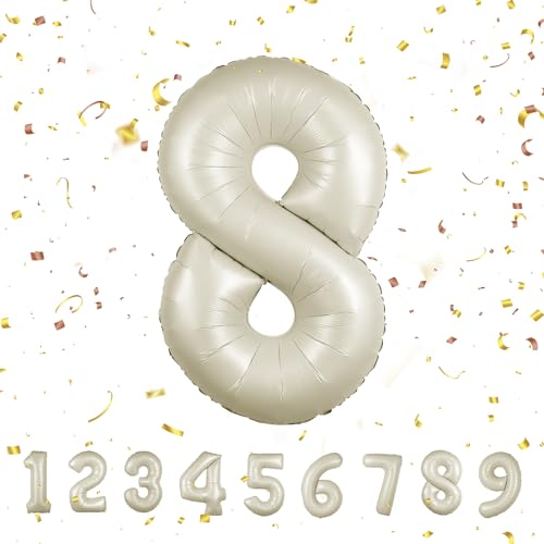 Geburtstag zahlen luftballon 8 jahre | Folienballon Kindergeburtstag Deko 8 XXL Beige-Riesen Folienballon in 40" - 101cm Geburtstagsdeko - Ballon Zahl Deko zum Geburtstag - fliegt mit Helium Beige8 Geburtstag zahlen luftballon 8 jahre | Folienballon Kindergeburtstag Deko 8 XXL Beige-Riesen Folienballon in 40" - 101cm Geburtstagsdeko - Ballon Zahl Deko zum Geburtstag - fliegt mit Helium Beige8 von Maclunar