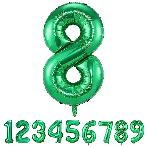 Geburtstag zahlen luftballon 8 jahre | Folienballon 8 XXL Grün-Riesen Folienballon in 40" - 101cm Geburtstagsdeko - Ballon Zahl Deko zum Geburtstag - fliegt mit Helium von Maclunar