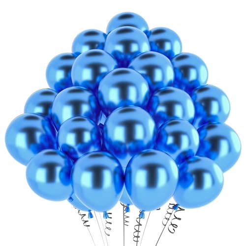 Luftballons Blau Metallic,100 Stück 12 Zoll Matt Metallic Blau Ballon,Chrom Grün Blau Metallic für Geburtstagsdeko Hochzeit Taufe Deko Partydeko Luftballoons 100pcs von Maclunar