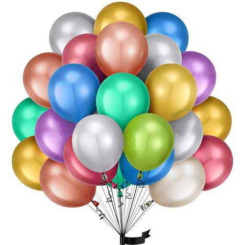 Luftballons Bunt Metallic,50 Stück12 Zoll Matt Metallic Bunt Ballon,Chrom Bunt Metallic für Geburtstagsdeko Hochzeit Taufe Deko Partydeko Luftballoons 50pcs von Maclunar
