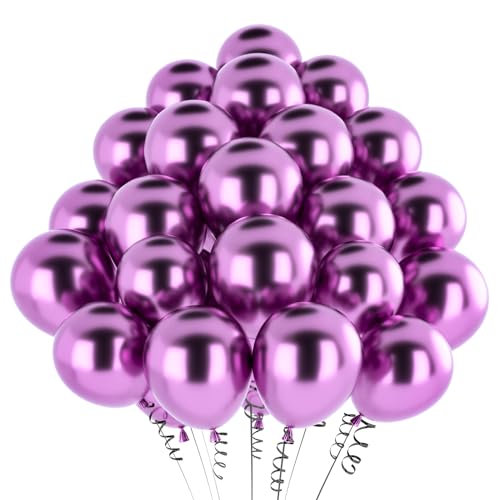 Luftballons Lila Metallic,50 Stück12 Zoll Matt Metallic Lila Ballon,Chrom Grün Lila Metallic für Geburtstagsdeko Hochzeit Taufe Deko Partydeko Luftballoons 50pcs von Maclunar