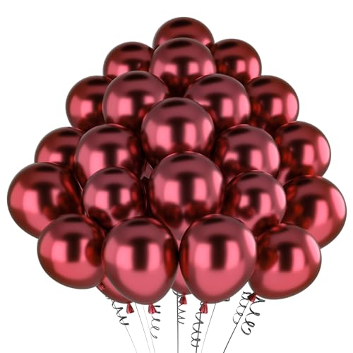 Luftballons Rot Metallic,100 Stück 12 Zoll Matt Metallic Rot Ballon,Chrom Grün Rot Metallic für Geburtstagsdeko Hochzeit Taufe Deko Partydeko Luftballoons 10pcs von Maclunar