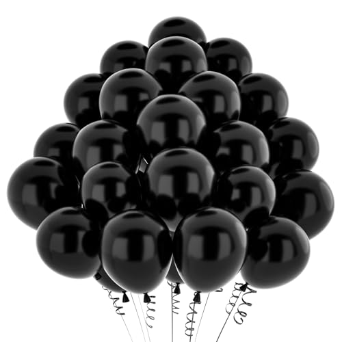 Luftballons Schwarz Metallic,100 Stück 12 Zoll Matt Metallic Schwarz Ballon,Chrom Schwarz Metallic für Geburtstagsdeko Hochzeit Taufe Deko Partydeko Luftballoons 100pcs von Maclunar