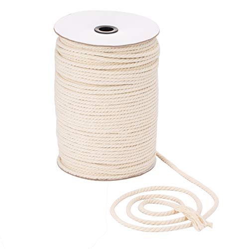 Makramee-Kordel 5 mm x 160 m | 100% natürliche Baumwolle Makramee Seil | 3 Stränge gedrehte Baumwollkordel für handgefertigte Pflanzenaufhänger Wandbehang Basteln von Macrame Supplie