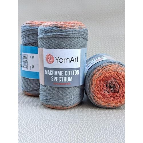 Garn Art Makramee Baumwolle Spektrum Schnur - Harmonische Farben, Einzigartiges Handwerk, 250 g, 246 m, 80% Baumwolle, Buntes Garn, Gewicht Kammgarn (1320) von Macrame