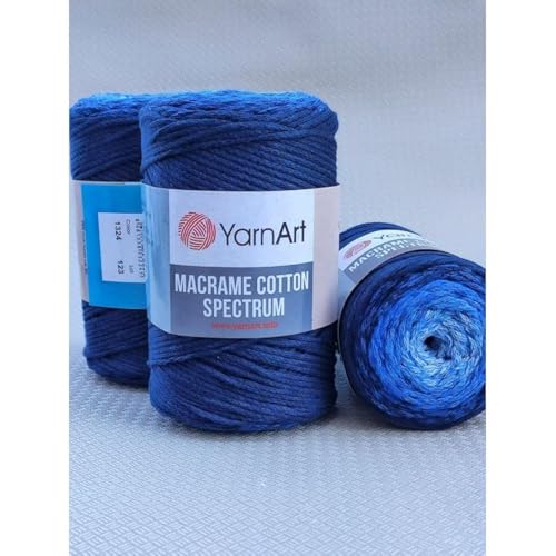 Garn Art Makramee Baumwolle Spektrum Schnur - Harmonische Farben, Einzigartiges Handwerk, 250 g, 246 m, 80% Baumwolle, Buntes Garn, Gewicht Kammgarn (1324) von Macrame