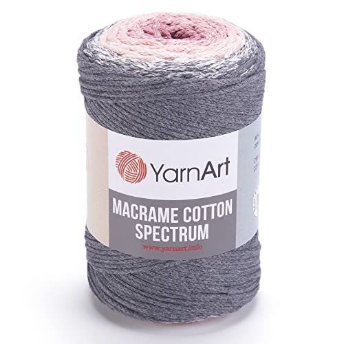 Garn Art Makramee Baumwolle Spektrum Schnur - Harmonische Farben, Einzigartiges Handwerk, 250 g, 246 m, 80% Baumwolle, Buntes Garn, Gewicht Kammgarn (1306) von Macrame