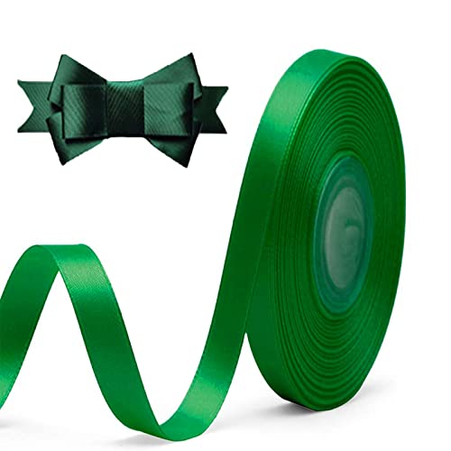 MacroHu Satinband, Geschenkverpackung, 1 mm x 23 m, Weihnachtsband, Geschenkband, DIY, für Geburtstagsdekorationen, Partys, Geschenkverpackungen, Näharbeiten oder Hochzeitsdekorationen (grün), 1 cm x von MacroHu