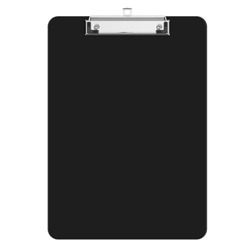 Macroclo Schwarze Kunststoff-Klemmbretter, farbiges Klemmbrett, 21,6 x 28,9 cm, für Klassenzimmer, Studenten, Kinder, Frauen, A4-Klemmbrett, Größe 22,9 x 31,8 cm, mit flachem Clip, Büro- und Macroclo Schwarze Kunststoff-Klemmbretter, farbiges Klemmbrett, 21,6 x 28,9 cm, für Klassenzimmer, Studenten, Kinder, Frauen, A4-Klemmbrett, Größe 22,9 x 31,8 cm, mit flachem Clip, Büro- und von Macroclo