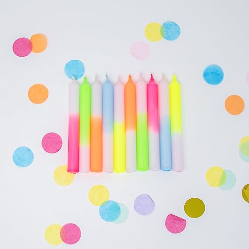 MADAM ERLE | 10er-Set Dipdye kleine Geburtstagskerzen | NEON | handgemachte Kerzen für Geburtstagszug| neon farbig | bunt | Kerzen Kinder-Geburtstag | tolle Geschenkidee für Mädchen von Madam ERLE