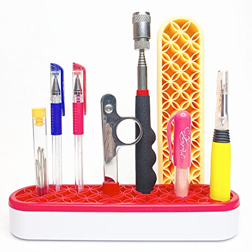 Madam Sew Aufrechte Nähwerkzeuge Caddy Schreibtisch-Organizer für Bastel- und Quilt-Zubehör hält Schere, Nahttrenner und Marker – Tisch-Nähzubehör Aufbewahrungs-Organizer (rot) von Madam Sew