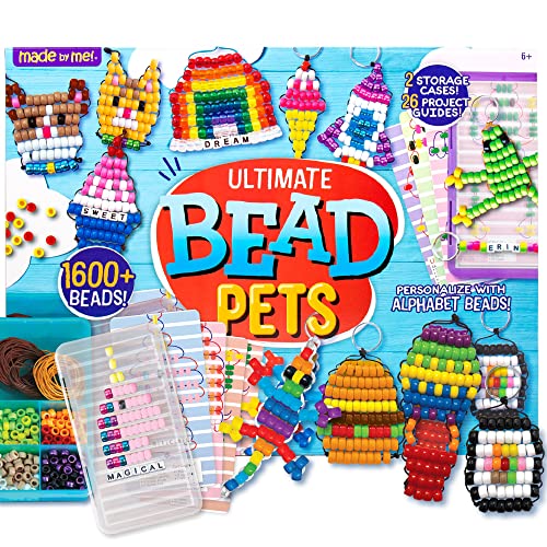 Made By Me Ultimate Bead Pets, enthält über 1600 Perlen, Karabiner-Clips, Design-Vorlagen, Aufbewahrungshüllen, erstellen Sie Ihren eigenen Rucksack-Schlüsselanhänger-Kit, DIY-Schlüsselanhänger-Kit, von Made By Me