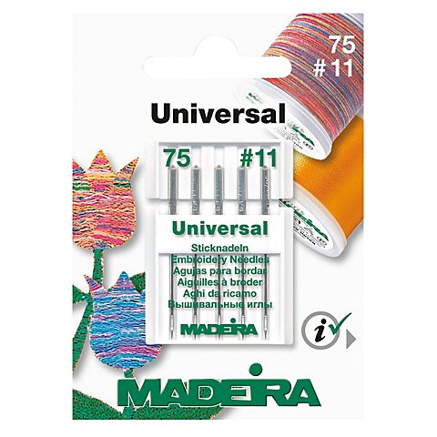 MADEIRA Maschinensticknadeln "Universal", Stärke: 75, Inhalt: 5 Stück MADEIRA Maschinensticknadeln "Universal", Stärke: 75, Inhalt: 5 Stück von Madeira