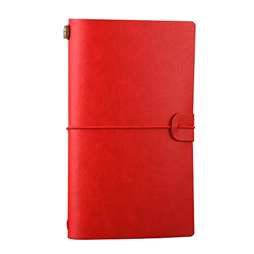 Madeki Reisetagebuch Notizbuch Vintage Retro PU Leder Notizbuch Personalisiertes Tagebuch Nachfüllbarer Notizblock Travel, 4,72 x 7,87 lnch (Rot) von Madeki