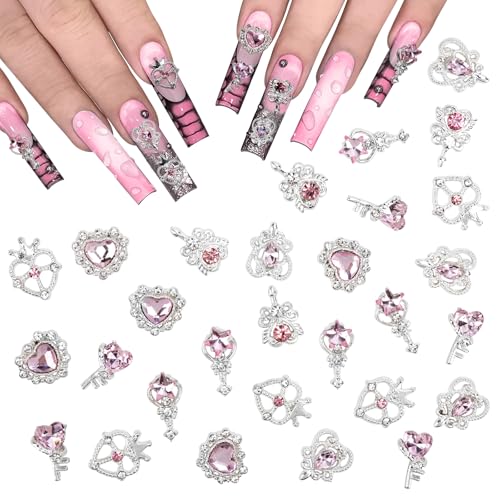 Madenia 30 Stück Nagel Charms - Silber & Rosa Y2K 3D Nagel Charms und Edelsteine für Acrylnägel, Herzen Nagel Strasssteinen Zubehör für Maniküre DIY Nagelkunst Dekorationen Madenia 30 Stück Nagel Charms - Silber & Rosa Y2K 3D Nagel Charms und Edelsteine für Acrylnägel, Herzen Nagel Strasssteinen Zubehör für Maniküre DIY Nagelkunst Dekorationen von Madenia