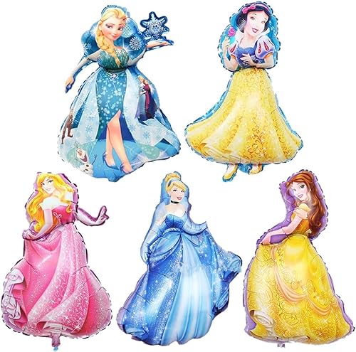 Disney Prinzessinnen-Folienballons für Geburtstagsparty, Dekoration, Mädchen, Belle Frozen Dornröschen Cinderella, 5 Stück Madeokoltd von Madeokoltd