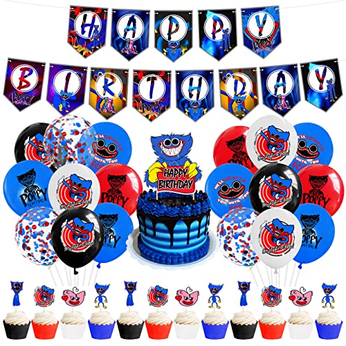 Poppy-Playtime Huggy-Wuggy Geburtstagsparty-Ballon-Banner Kuchendekoration von Madeokoltd