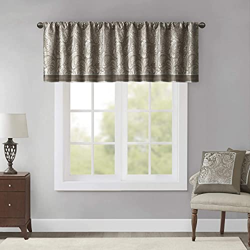 Madison Park Aubrey Jacquard-Volant, klassisch, elegant, Seide, Paisley-Volant für Fenster, 127 x 45 cm, Blau Madison Park Aubrey Jacquard-Volant, klassisch, elegant, Seide, Paisley-Volant für Fenster, 127 x 45 cm, Blau von Madison Park