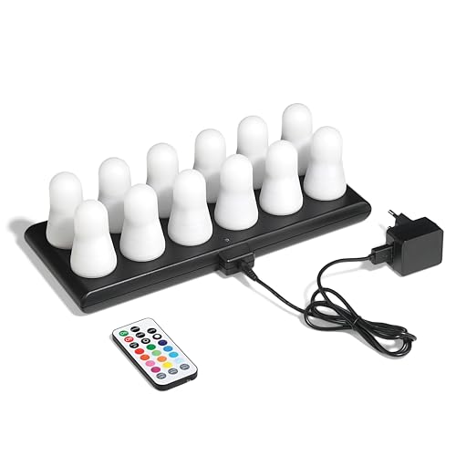Color&Mood: Set mit 12 LED-Teelichtern RGB + Warmweiß + Flackernde Flamme – Wiederaufladbar mit Fernbedienung – Verbesserte Magnetbasis Color&Mood: Set mit 12 LED-Teelichtern RGB + Warmweiß + Flackernde Flamme – Wiederaufladbar mit Fernbedienung – Verbesserte Magnetbasis von Madrigal