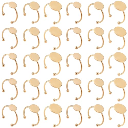 30 stuks lege ringen - MaehSab roestvrij staal verstelbare pad ring basis, platte lege ring basis lade voor sieraden maken DIY ambachten (Goud) von MaehSab