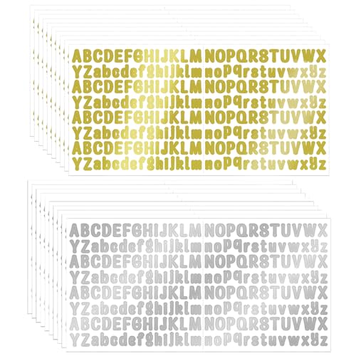 4160 Stück kleine Glitzer-Buchstaben-Aufkleber – MaehSab 20 Blatt kleine Gold- und Silber-Alphabet- und Zahlenaufkleber für DIY Scrapbooking, Abschlusskappe, Karten, Umschläge, Tassen, Basteln von MaehSab