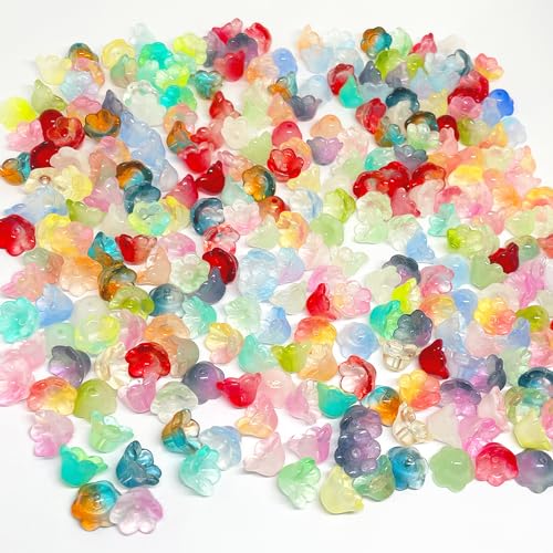 MaehSab Glasblumen-Perlen zur Schmuckherstellung, bunte Trompetenblume, Kristall, lose Glasperlen, Glockenblumen-Abstandshalter, für DIY-Perlenprojekte, Armbänder, Halsketten, Ohrringe, 300 Stück MaehSab Glasblumen-Perlen zur Schmuckherstellung, bunte Trompetenblume, Kristall, lose Glasperlen, Glockenblumen-Abstandshalter, für DIY-Perlenprojekte, Armbänder, Halsketten, Ohrringe, 300 Stück von MaehSab