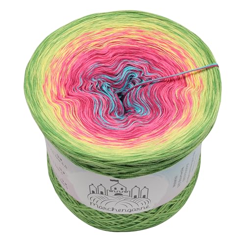 Farbverlaufsgarn Crazy 11-4 fädig Bobbel Wolle häkeln stricken strickgarn (Crazy 11 - Froschgrün außen, 4 Fach - 400g/1520m) von LiLu´s Märchengarne