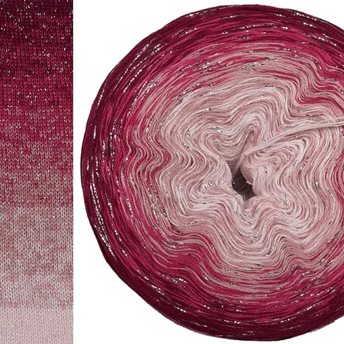 Glitzer Farbverlaufsgarn Eisblume mit Glitzer 5, 4 oder 3 Fach Bobbel Wolle häkeln stricken strickgarn (Brombeere außen, 4fach - 150g/570m) von LiLu´s Märchengarne