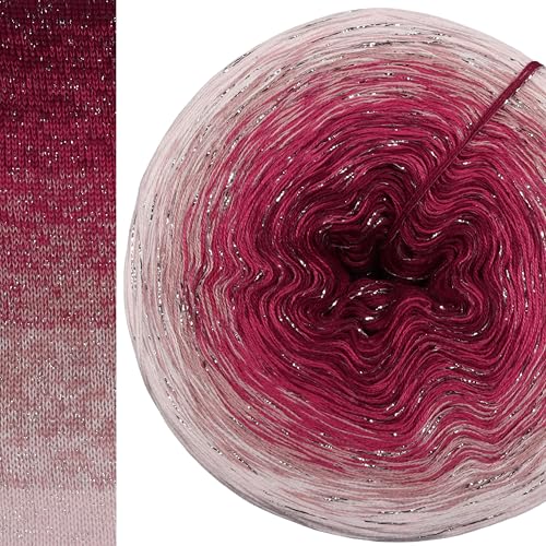 Glitzer Farbverlaufsgarn Eisblume mit Glitzer 5, 4 oder 3 Fach Bobbel Wolle häkeln stricken strickgarn (Pastell Rosa außen, 4fach - 250g/950m) von LiLu´s Märchengarne