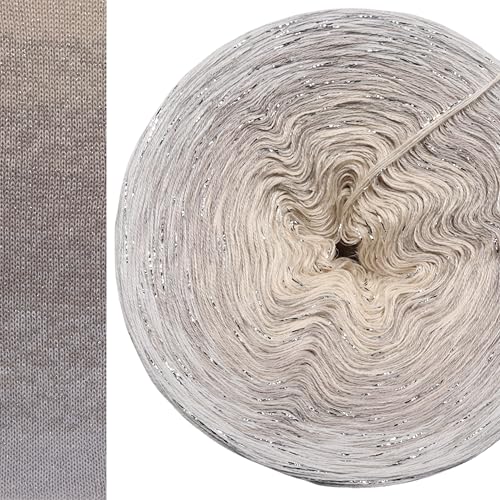Glitzer Farbverlaufsgarn Eiskristall mit Glitzer 5, 4 oder 3 Fach Bobbel Wolle häkeln stricken strickgarn (Hellgrau außen, 3fach - 100g/500m) von LiLu´s Märchengarne