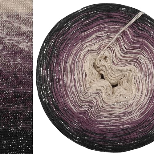 Glitzer Farbverlaufsgarn Silber Glitzer 5, 4 oder 3 Fach Bobbel Wolle häkeln stricken strickgarn (Merlin - Anthrazit außen, 3fach - 300g/1500m) von LiLu´s Märchengarne