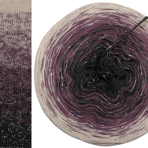 Glitzer Farbverlaufsgarn Silber Glitzer 5, 4 oder 3 Fach Bobbel Wolle häkeln stricken strickgarn (Merlin - Muschel außen, 3fach - 200g/1000m) von LiLu´s Märchengarne