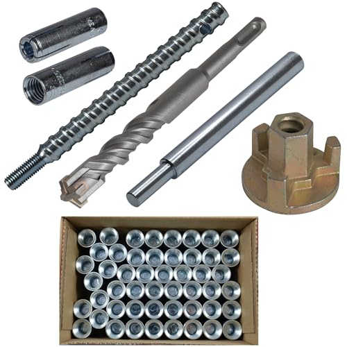 Befestigungsset Beton 54-teilig für Bohrdurchmesser 16 mm für Kernbohrständer inklusive Vierschneider-Hammerbohrer SDS-Plus von Märkische Diamantwerkzeuge