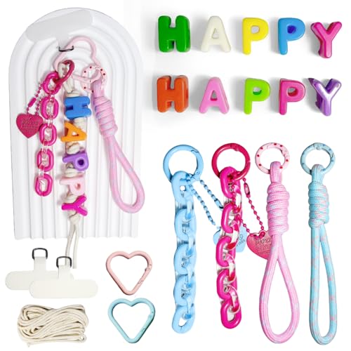 Große Buchstabenperlen, 20 mm große Acryl-Bubble-Alphabet-Perlen, bunte Kunststoffperlen für DIY-Schlüsselanhänger, Schmuckherstellung, Handy-Bastelprojekte - Happy Große Buchstabenperlen, 20 mm große Acryl-Bubble-Alphabet-Perlen, bunte Kunststoffperlen für DIY-Schlüsselanhänger, Schmuckherstellung, Handy-Bastelprojekte - Happy von Maerolre