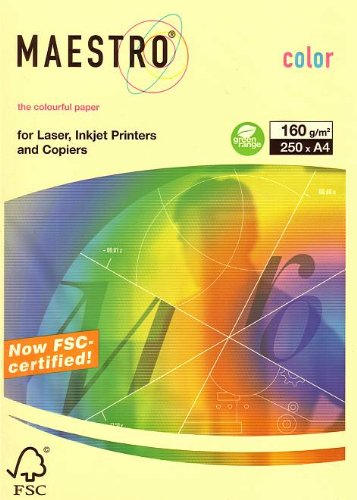 Kopierpapier Gelb A4 160G 250Bl pastell Kopierer/Laser/Inkjet von Maestro