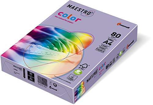 MAESTRO® Kopierpapier, Color Trend, A4, 80 g/m², holzfrei, lavendel, matt (500 Blatt), Sie erhalten 1 Packung á 500 Blatt von Maestro